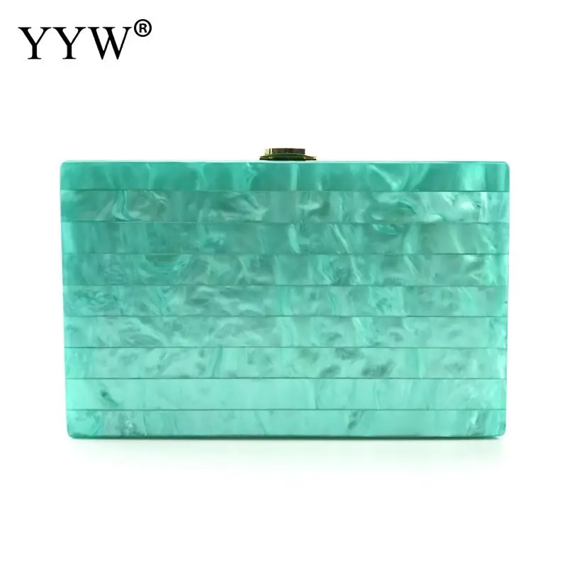 YYW Fashion Gold Glitter Striped Clutch Bag Tassel Acrylic Evening Bag