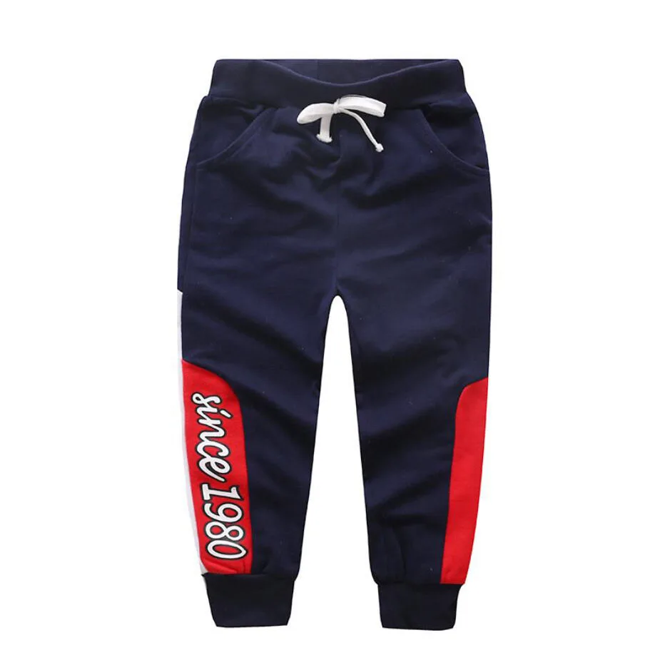 dark blue Одежда для мальчиков детские длинные Хлопковые Штаны весенние повседневные штаны для маленьких детей Детская осенняя Спортивная одежда штаны для активного отдыха - Цвет: dark blue