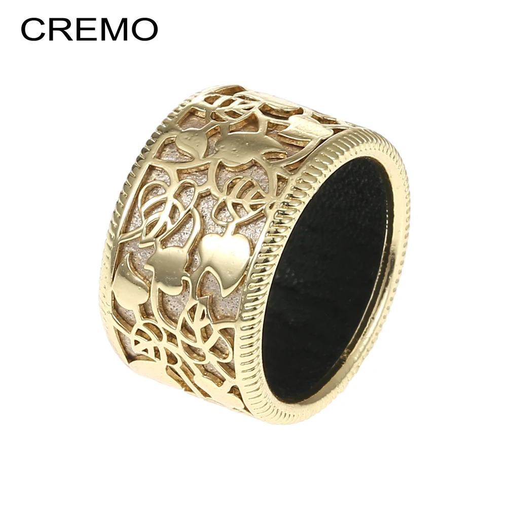 

Cremo New Fashion Gold Color Heart Shaped Hollow Ring Elegant Bijoux Femme Finger Rings Reversible Leather Bagues pour femme