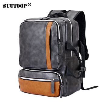 

Waterproof 14inch laptop Men's bags Male Notebook Backpack PU leather Travel Sports for Boys Leisure School Bag Pack Mochila