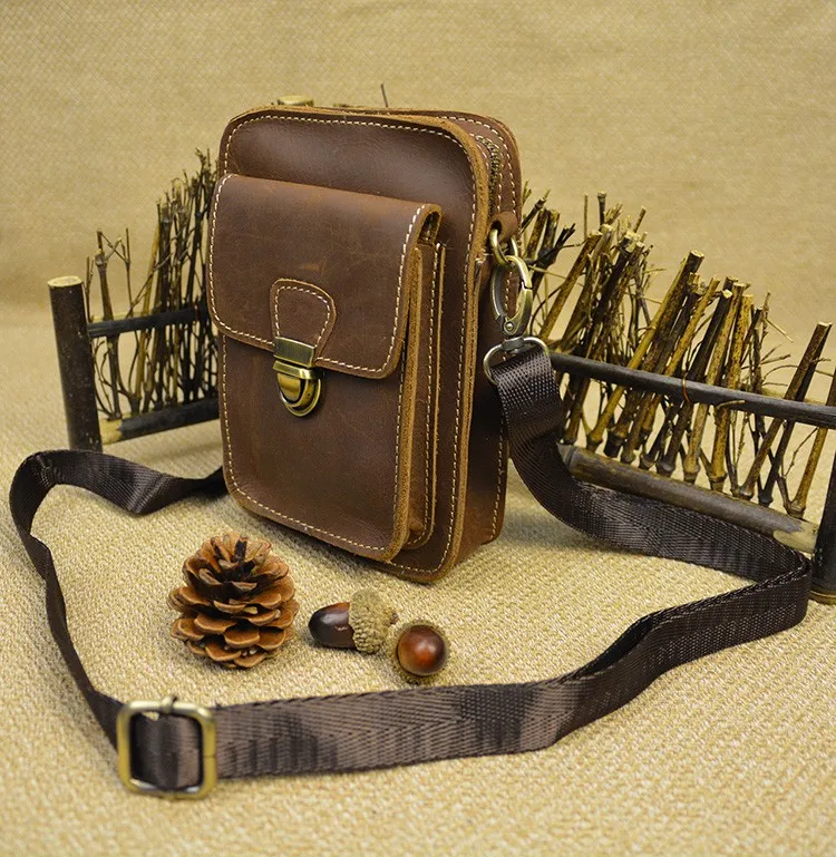 

MAHEU Summer Belt Pounch Leather Waist Bag Cowhide Bum BagFor Men Women Crazy Horse Leather Waist Welt Bag With Shoulder Strap