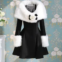 Модное женское длинное пальто с воротником из искусственного меха, элегантное приталенное платье средней длины, верхняя одежда, зимнее женское пальто