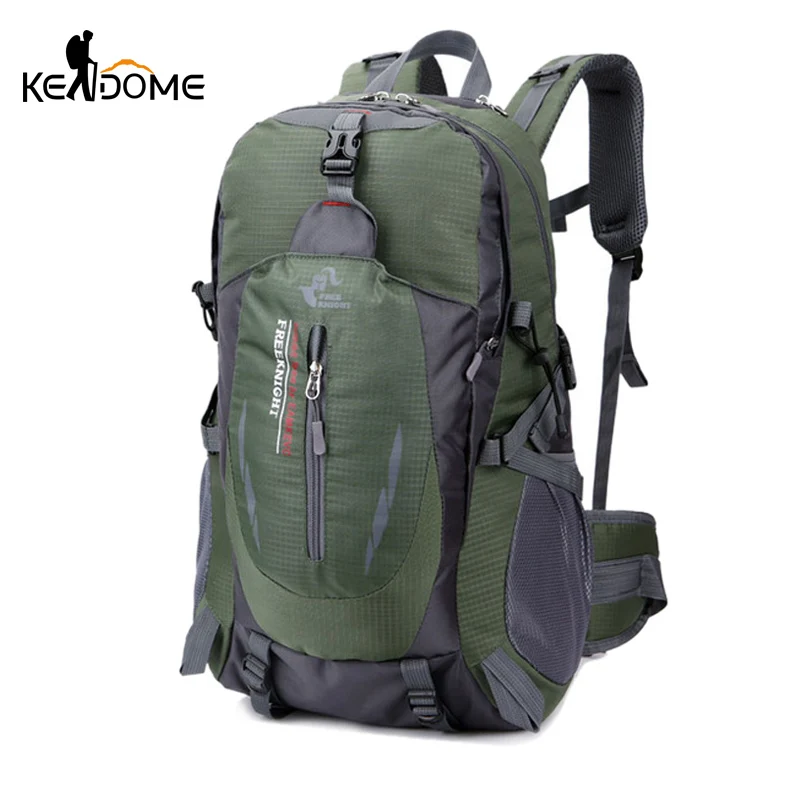 

40L Outdoor Sports Climbing Trekking Hiking Travel Bag Large Capacity Waterproof Nylon Rucksack Walking Stick Tourist Bag XA34WD