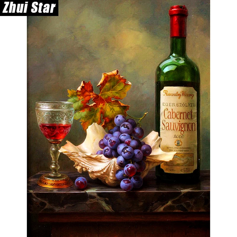 

Zhui Star Full Square Diamond 5D DIY Diamond Painting "fruit wine" 3D Embroidery Cross Stitch Mosaic Home Decor BK