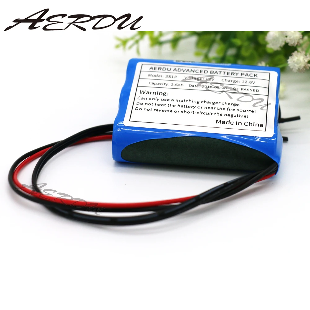 

AERDU 3S1P 11.1V 12V 2600mAh 18650 batteries lithium-ion Battery pack backup power ups CCTV Camerar