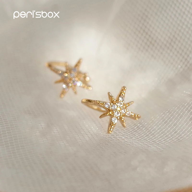 

Peri'sBox Delicate Starburst Fake Ear Cuff Earrings for Women No Piercing Cz Star Ear Clip Helix Earrings Boucles d oreille