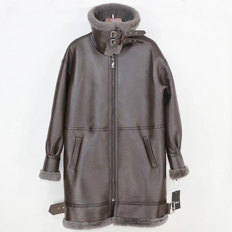 OFTBUY 2019 Winter Jacket Women Real Fur Coat Genuine Leather Natural Merino Sheep Fur Liner Double-faced Fur Streetwear parka