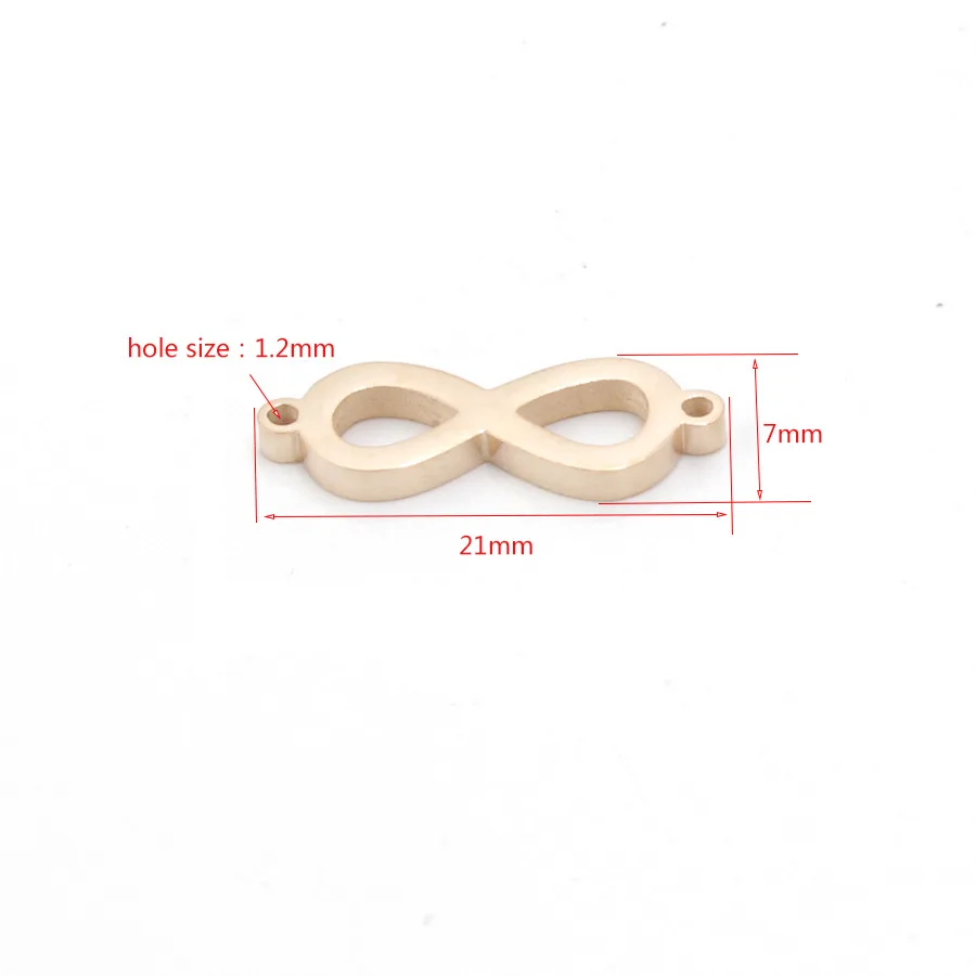 Fnixtar символ бесконечности разъем зеркальные шармы полированная нержавеющая сталь DIY ожерелье браслет ювелирные изделия 7x21 мм 20 шт./лот