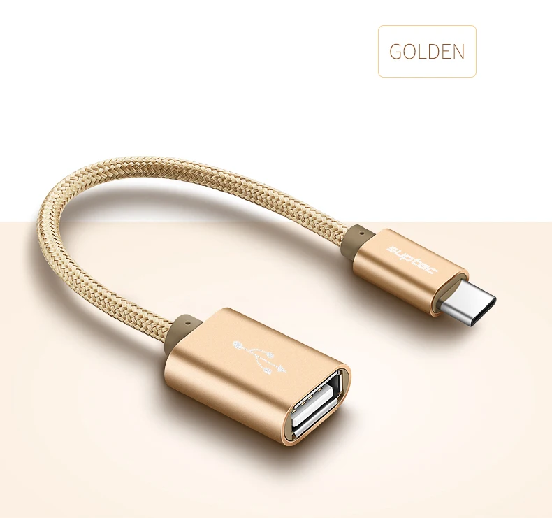 SUPTEC USB OTG type C к USB адаптер OTG Быстрая зарядка type-C зарядное устройство кабель для передачи данных конвертер для Macbook samsung Xiaomi huawei LG - Цвет: Gold