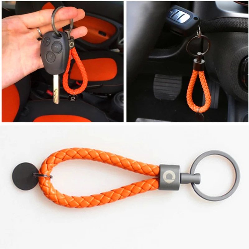 

For Mercedes Smart Fortwo Forfour 450 451 453 car keychain hand-woven car logo key chain key ring car key ring car accessorie