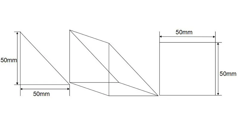 50x50x50 мм K9 оптический Стекло прямоугольная призма для оптического эксперимента оптические приборы Радуга принцип исследования