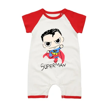 

Summer Newborn Baby Short Sleeve Rompers Superman / Batman Cartoon Style Baby Boy Girl Toddler O Neck Clothing