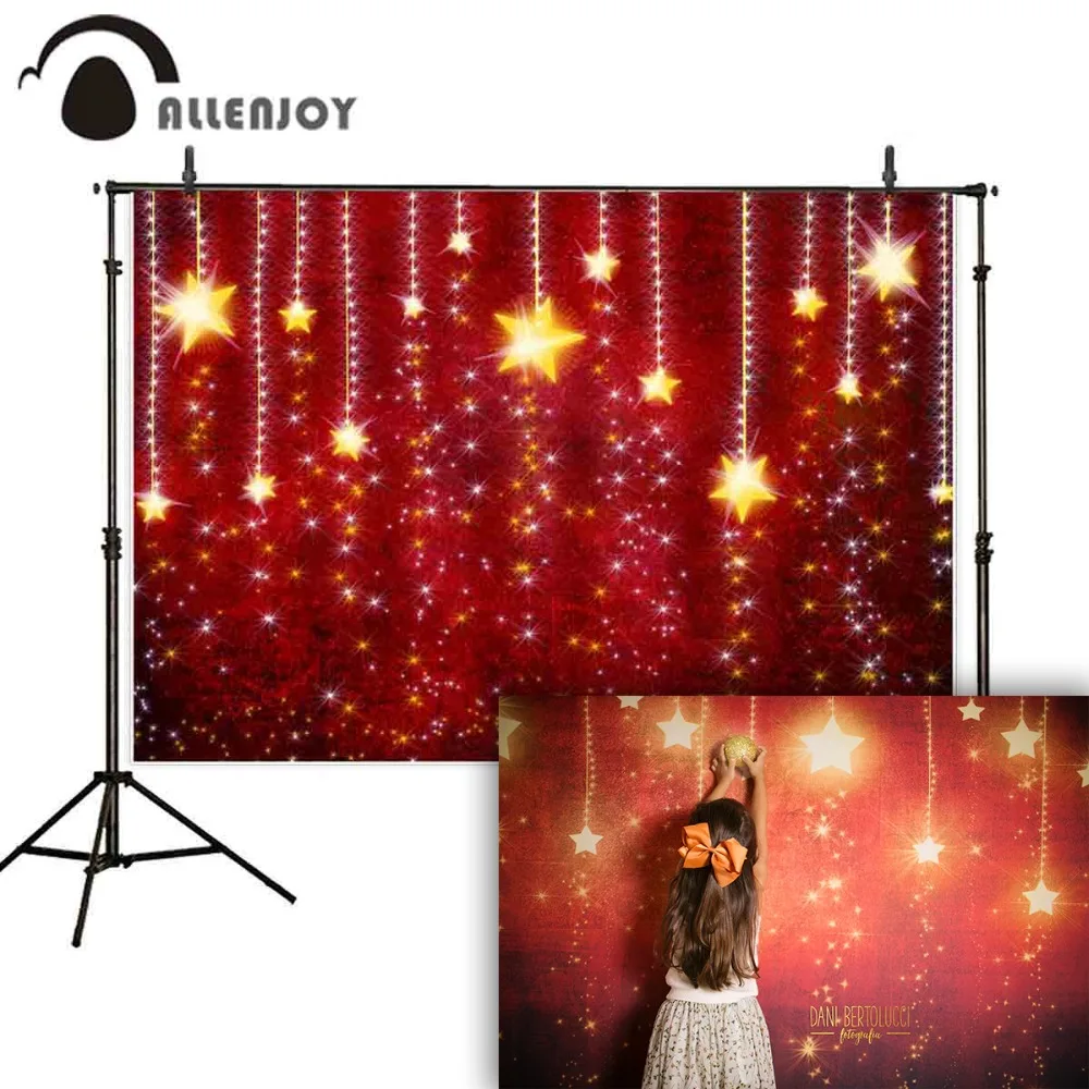 

Allenjoy Christmas photographic backgrounds red glitter shiny stars party photo studio camera fotografica photophone vinyl