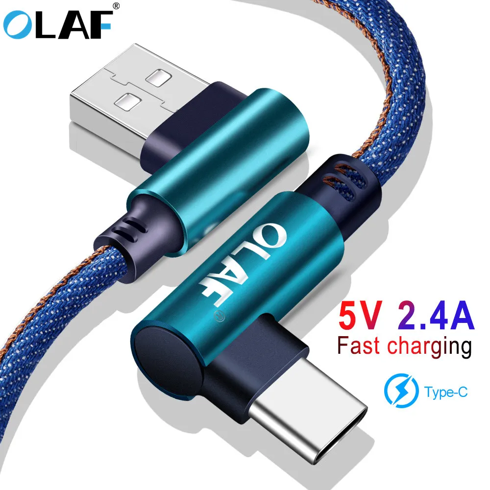 Кабель Olaf USB Type C с углом 90 градусов для Samsung Galaxy S9 S8 Plus USB-кабель зарядного