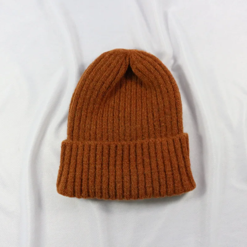 Мужская и женская вязаная шапка, эластичная шапочка, Студенческая пара, стильная шапка, утолщенная, теплая, одноцветная, вязаная шапка, шапки на осень и зиму - Цвет: Brown