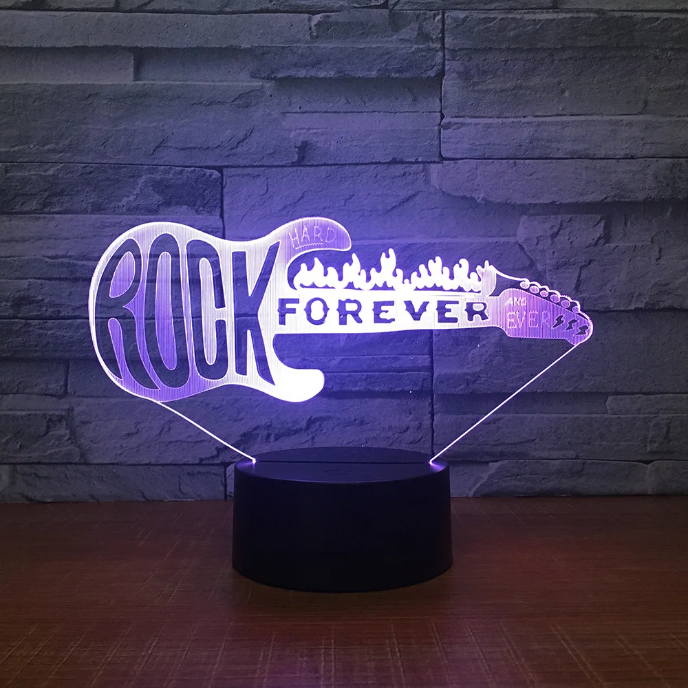 Rock Music LED Creative Night Lamp Guitar Model 3D Night Lights Kids Bedroom Cool Table Lamp for Christmas Gift