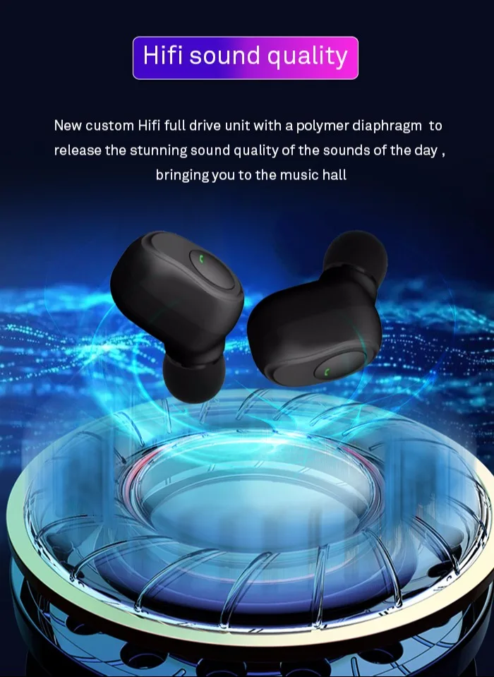 Mini sem Fio Fone de Ouvido Profundos sem Fio Intra-auriculares com 6000 Mah de Carregamento da Caixa Som de Graves Bluetooth Estéreo Mic Hifi R25 Tws V5.0 9 Eletrônicos