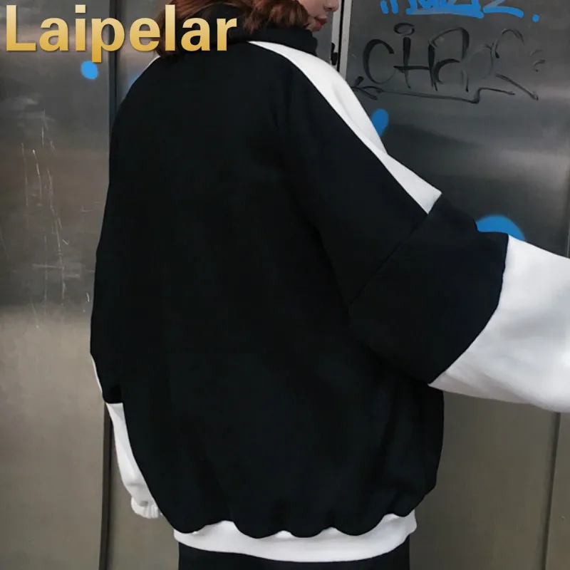Свитшот Laipelar в стиле оверсайз топы женские модные свободные толстовки поп черный