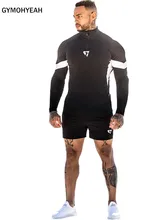 GYMOHYEAH Two Piece Set Men T Shirt Top+Shorts Men Tracksuits Quick-drying compression Causal Sportswear Tops Short Trousers