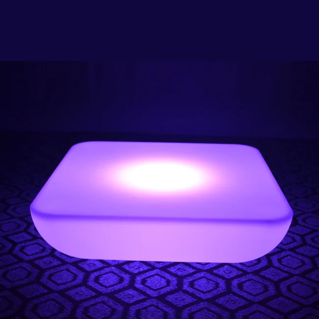 SK-LF28U(L62* W62* H21cm) PE материал светодиодный стол для кофейного бара 16 изменение цвета светящиеся пластиковые водонепроницаемые вечерние с пультом дистанционного управления