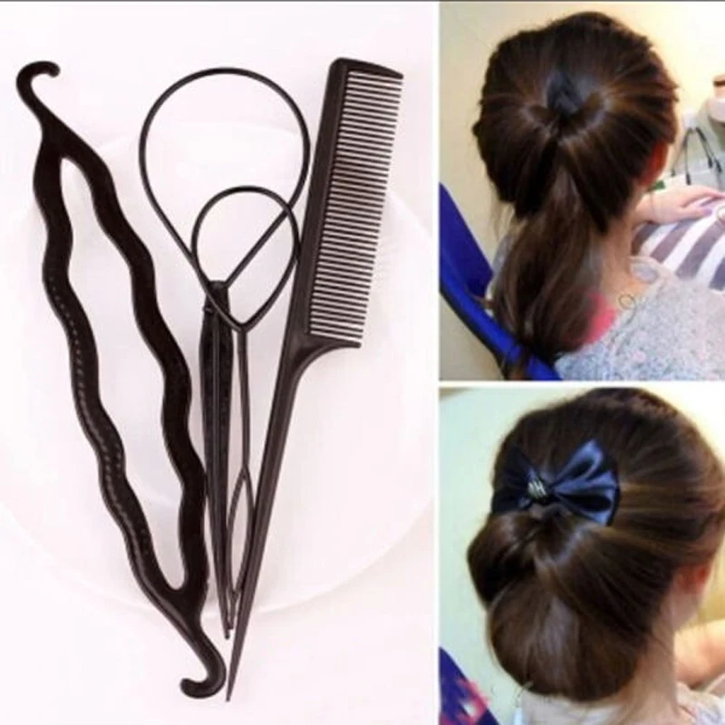 1set 4pcs Hair Styling Tools Diy Bun Donut Meatball Head Maker