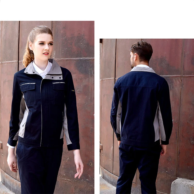 Men Women Work Clothing Set Long-sleeve Jacket and Plants Work Overalls Working Uniforms For Factory Welding Machine Repair