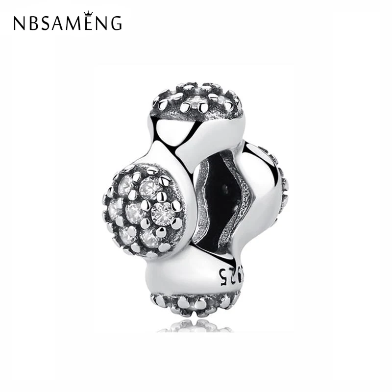 

New Original 100% 925 Sterling Silver Charm Bead Modern Love Spacer Charms Clear CZ Pods Fit Pandora Bracelets Women DIY Jewelry