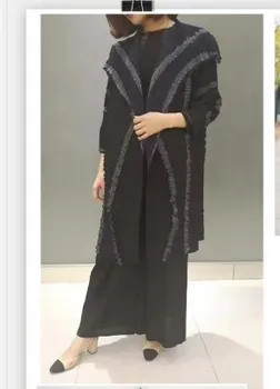 

HOT SELLING Startlingly miyake women's top medium-long cardigan patchwork pleated outerwear IN STOCK