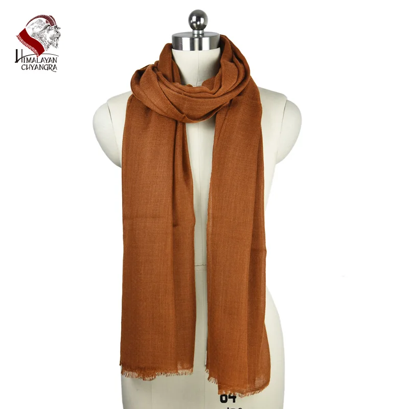 Ультра тонкий непальский кашемир/Пашмина сплошной цвет белый шарф шаль глушитель с фабрики мягкие и удобные - Цвет: Brown
