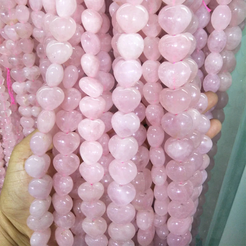 Hot Sale Heart Shape Natural Pink Crystal Stone Beads Fashion Charm Jewelry Making Bead DIY Loose Quartz Strand 16'' | Украшения и