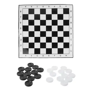 

Portable International Chess Checkers Foldable Draughts White & Black Board Game