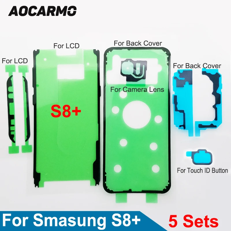 

5Sets/Lot For Samsung Galaxy S8plus SM-G9550 LCD S8+ 6.2" Screen Back Battery Cover Camera Lens Waterproof Adhesive Sticker Glue