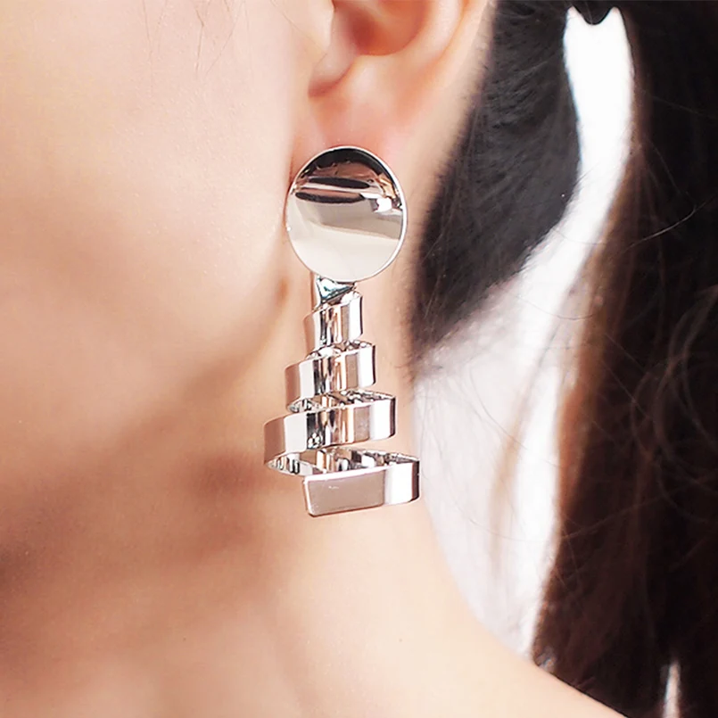 MANILAI Spiral Alloy Drop Dangle Earrings For Women Fashion Metal Statement Pendant Earrings Wedding Jewelry Wholesale 2019