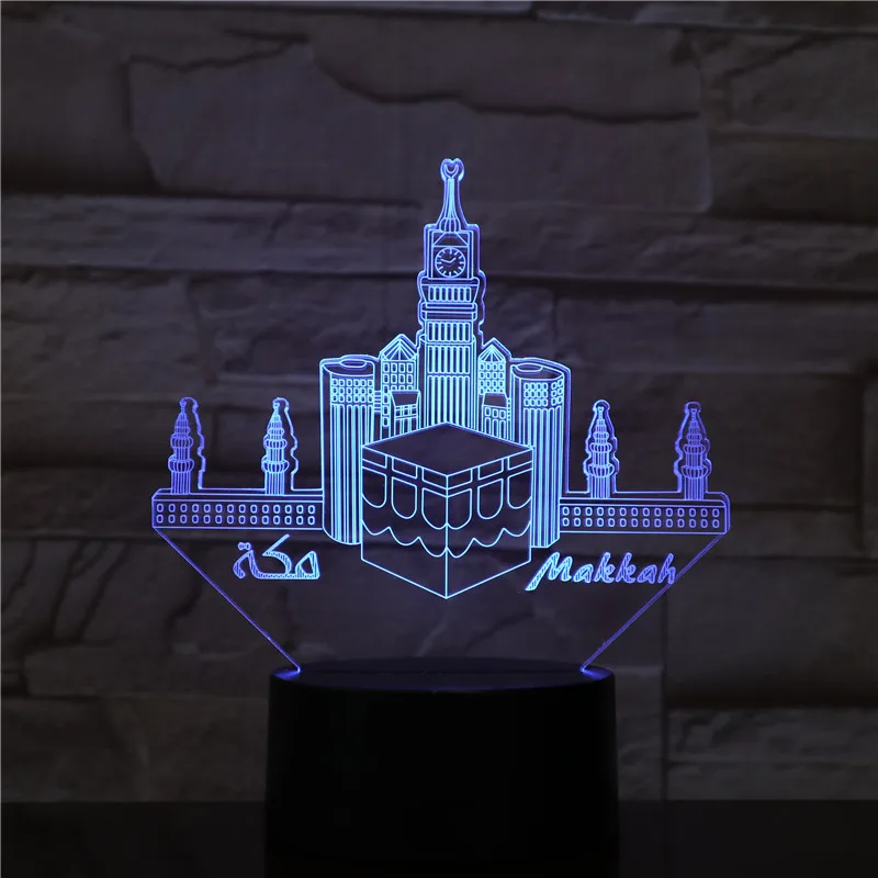 Мекка Mosque Makka Usb светодиодный 3d-ночник лампа Декоративные RGB детский подарок знаменитые здания настольная лампа прикроватный Декор AW-1575