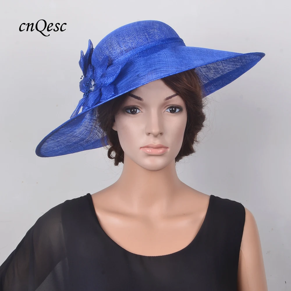 

Exclusive design Cobalt Sinamay wedding women's hat bridal fascinator Saucer base hatinator w/sinamay flower for Kentucky Derby