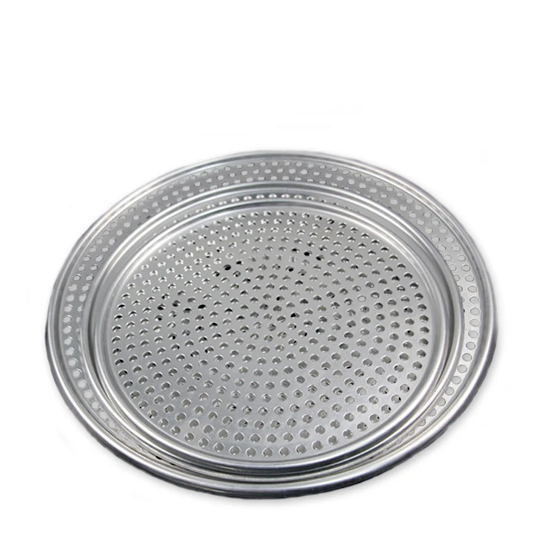 Stainless Steel Fluted Pizza Pans with Holes Non-Stick Round Shape Pizza Baking Tray Plate Home Kitchen Bakery Accessories