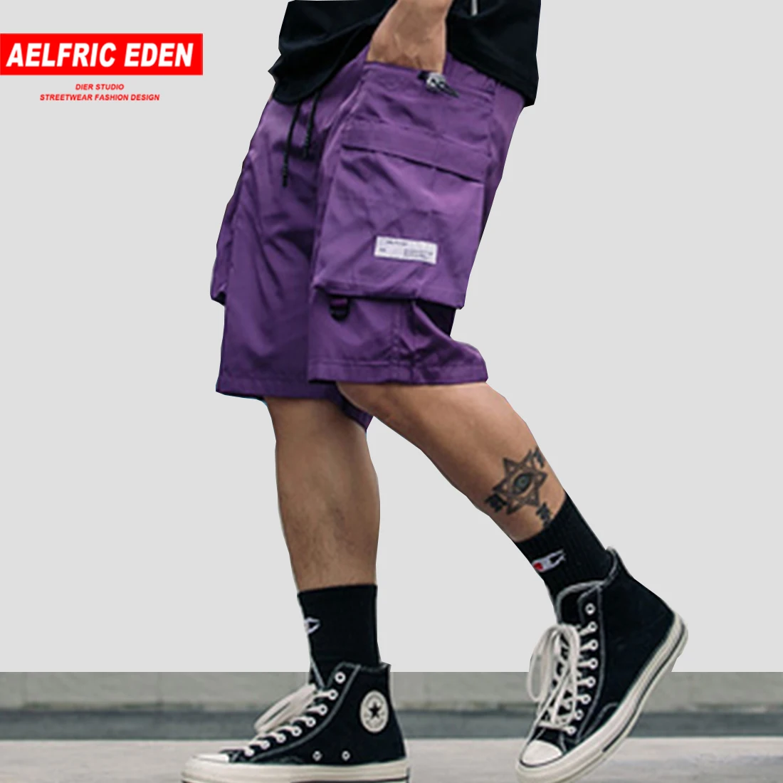 Aelfric Eden, новинка, брендовые, на шнурке, повседневные, хип-хоп, для персонала, уличные штаны, одноцветные, мужские шорты, длина до колен, уличная одежда, джоггеры