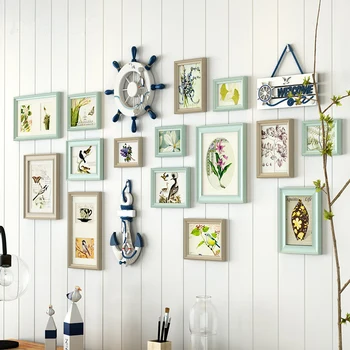 

Fashion modern originality decorate family wooden photo frames 15 Pcs/set wedding picture frames Photo wall/ wood hanging art