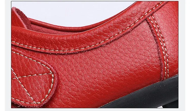 Genuine Leather Women's Casual Shoes Lace-Up Woman Loafers Moccasins Female Flats Solid Low Heel Lady Shoe Soft Women Footwear 40