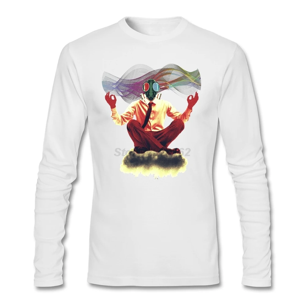 HU&GH Design T-Shirt With Thinking Man Men Musical Man Meditating On Smog Cloud Long Sleeved Pre-cotton Men Costumes Crazy T Shirts HU&GH Design T-Shirt With Thinking Man Men Musical Man Meditating On Smog Cloud Long Sleeved Pre-cotton Men Costumes Crazy T Shirts