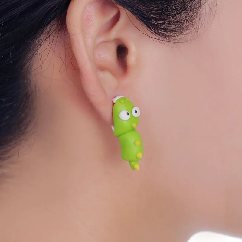 TTPAIAI 30 Brand Handmade Polymer Clay Cute Dinosaur Stud Earrings Fashion Cartoon lovely 3d