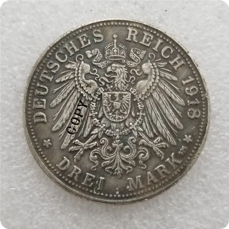 Германия-3 Марка(DREI eichsmark) 1918-немецкая Рейх монета редкая копия
