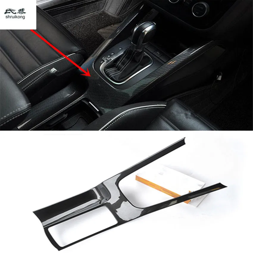 1pc carbon fiber grain ABS material gear panel and Drinking glass decoration cover for 2009-2017 Volkswagen VW Scirocco 137 138