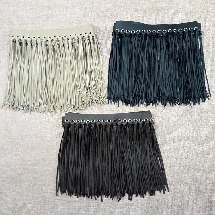 

1pcs DIY sewing Fashion PU Leather Tassel Lace Trimmings Fringe garment accessories double face bag charms 26cm black