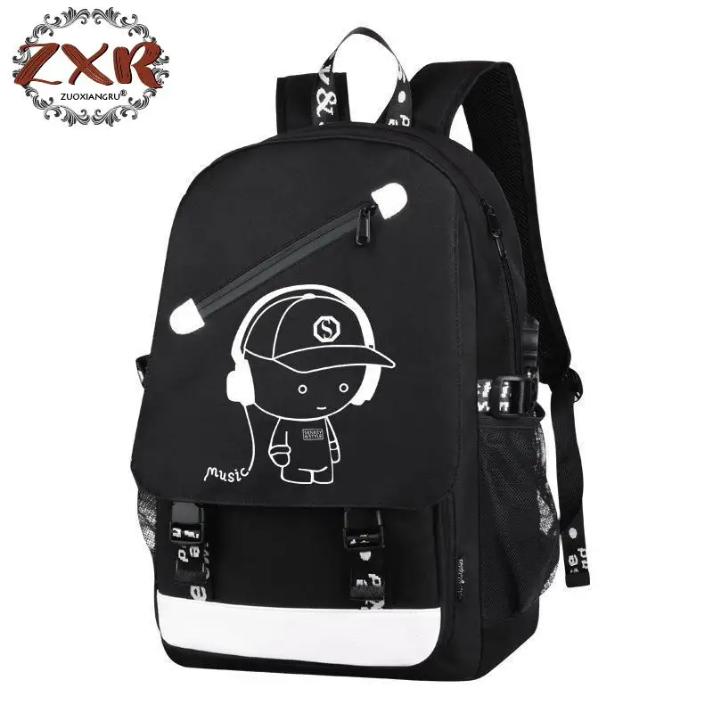 

Style Women Backpack Cartoon Usb Waterproof Anime Luminous School Bags For Teenagers Famous Brands Designer Backpack Men