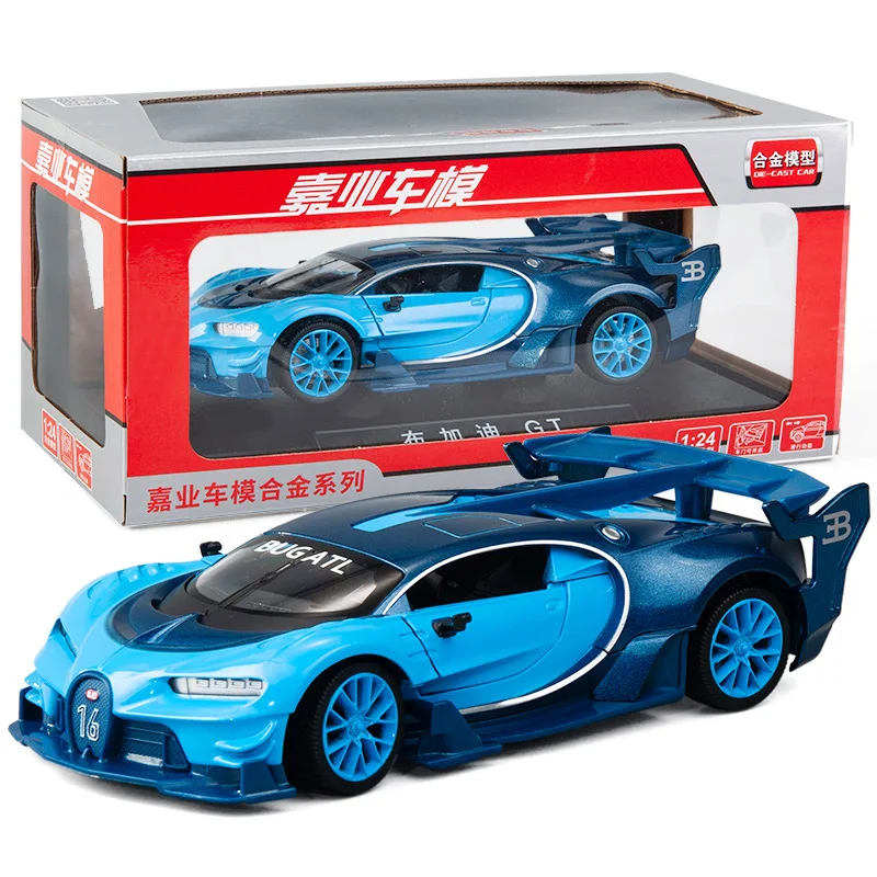 1:24, высокая симуляция, Bugatti GT, спортивный гоночный автомобиль, сплав, модель автомобиля, бутик, дисплей, четыре автомобиля с открытой дверью, игрушки для детей, подарки - Цвет: VB24073 blue withbox