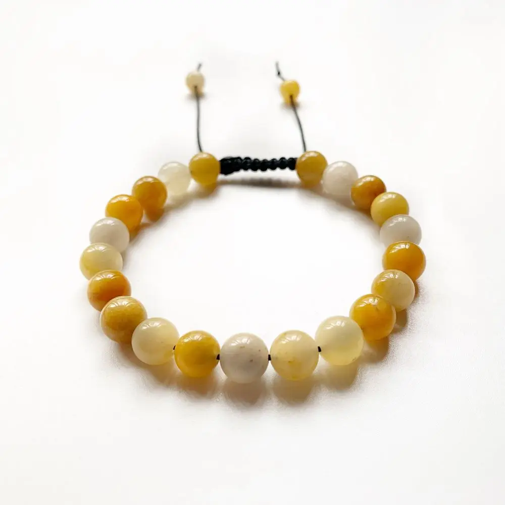 8mm Yellow Quartz Stone Beads Jewelry Handmade Genuine Energy Crystal Healing Ball Bracelet Adjustable 1pc | Украшения и