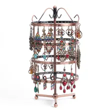 144 Agujero Redondo Stud Pendientes Jewelry Display Rack Soporte Holder Display Showcase Organizador Estante de Metal Marrón Venta Caliente