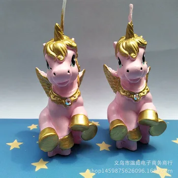

Exquisite New Pink Pegasus Birthday Candle Unicorn Candle Cake Bake Decorative Painted Process Wax