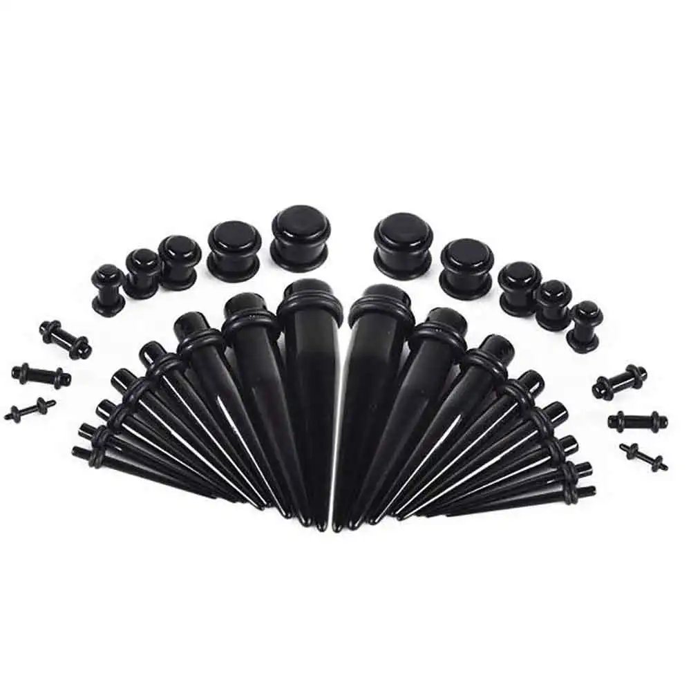 JUNLOWPY 316l Steel Tapers and Tunnels Ear Stretching Kit Gauges Gauging Plugs Body Jewelry 10 set Acrylic 0g taper 00 Gauges
